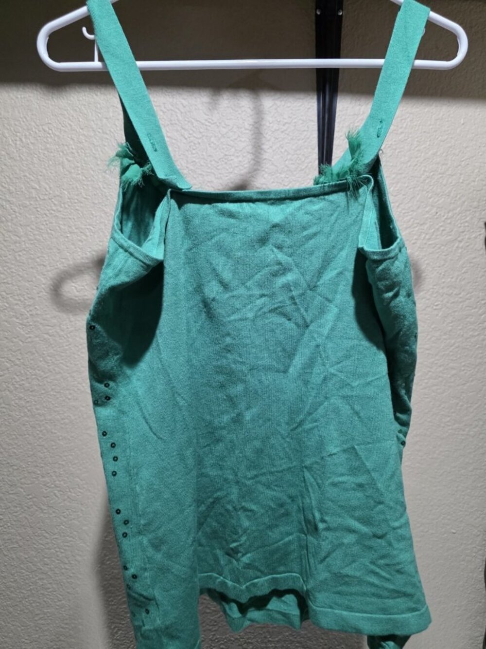 Colleen Lopez Green Sequined Fringe Sleeveless Sweater Women's Size Large - Picture 5 of 7